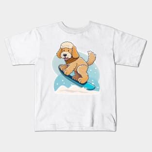 Plant a Tree with Every Purchase - Goldendoodle Snowboarding Design Kids T-Shirt